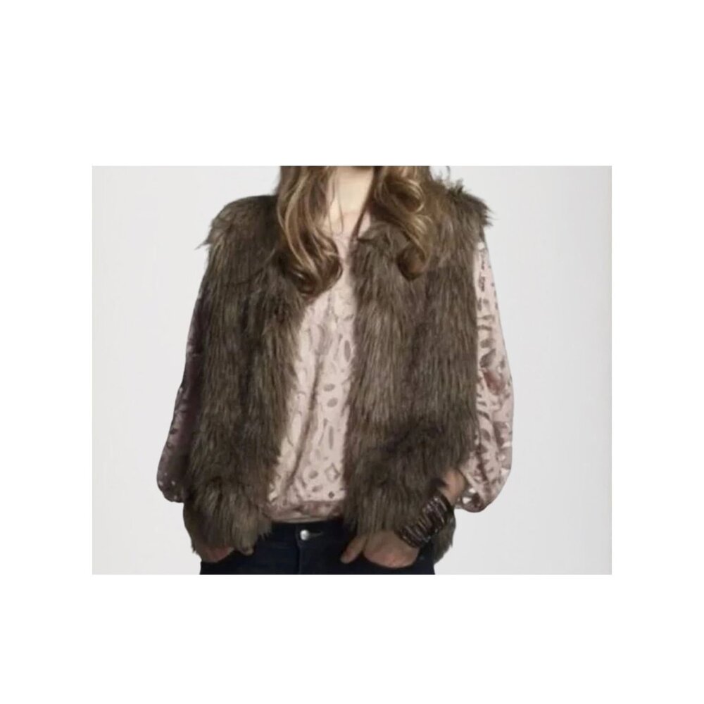 Sanctuary Faux Fur Vest Shaggy Brown
